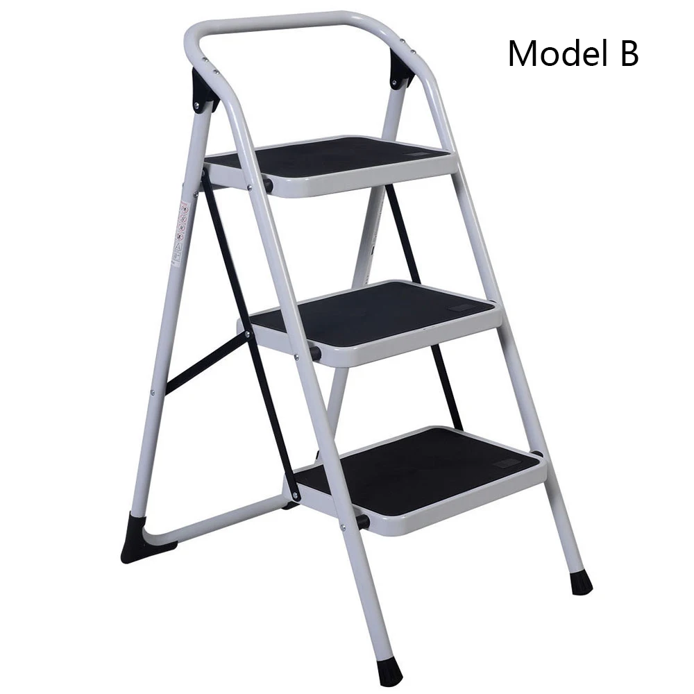 Taburete plegable de 3 escalones, escalera de 3 escalones con Pedal ancho antideslizante y práctico Handgrip-330lbs de hierro resistente