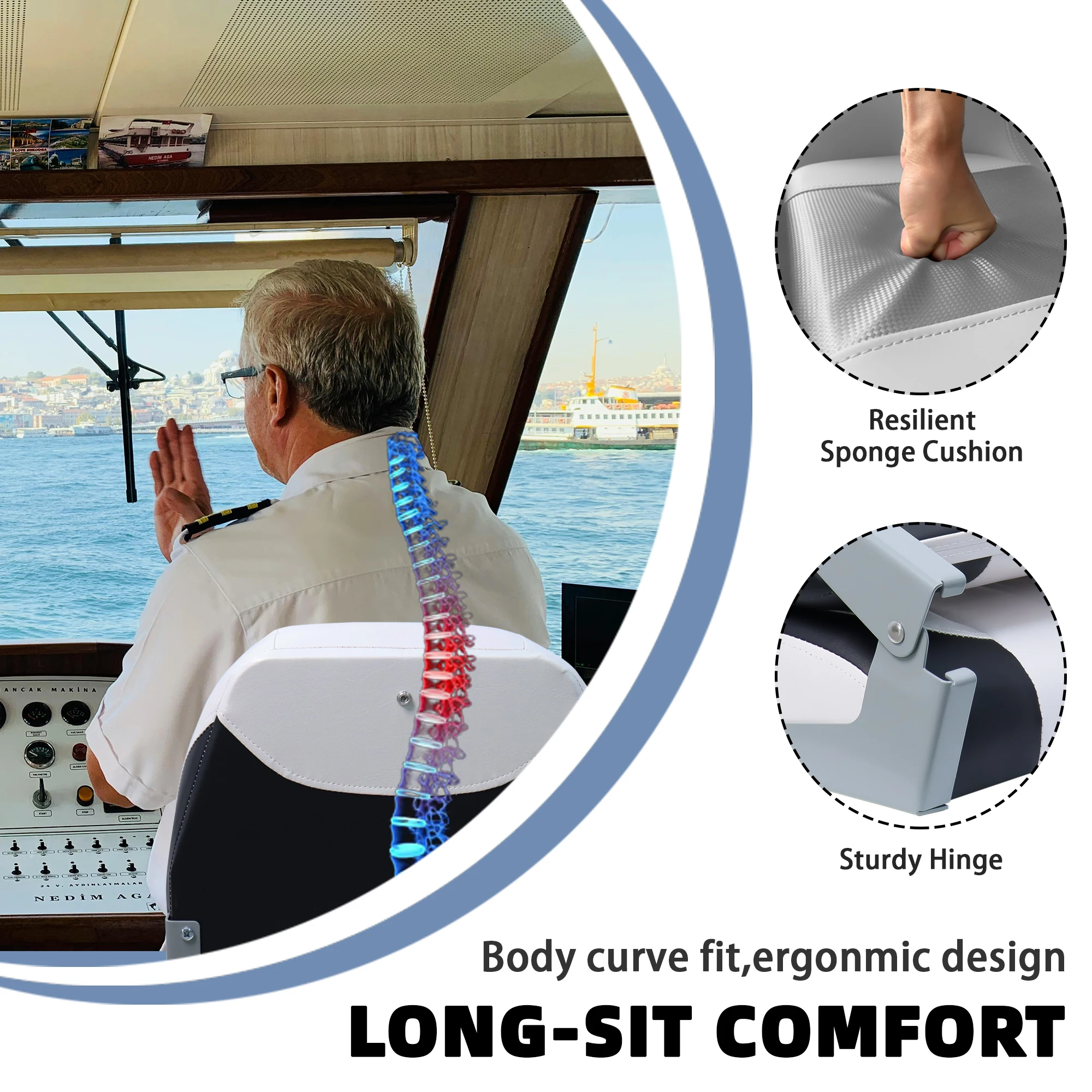 2PCS 낮은 등받이 접이식 보트 시트 접이식 보트 의자 낚시 해양 배스 폰툰용 방수 PVC 가죽