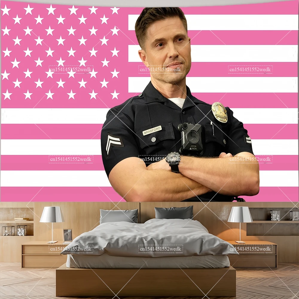 Tim Brad Ford-tapiz rosa con bandera americana, Lucy Chen The Rookie, decoración del hogar, papel tapiz para dormitorio universitario, paños de fondo