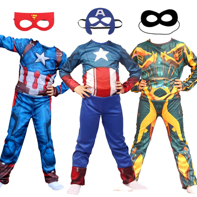 Superhero Captain America Cosplay Costume Bodysuit Kids Carnival Suit Dress Up