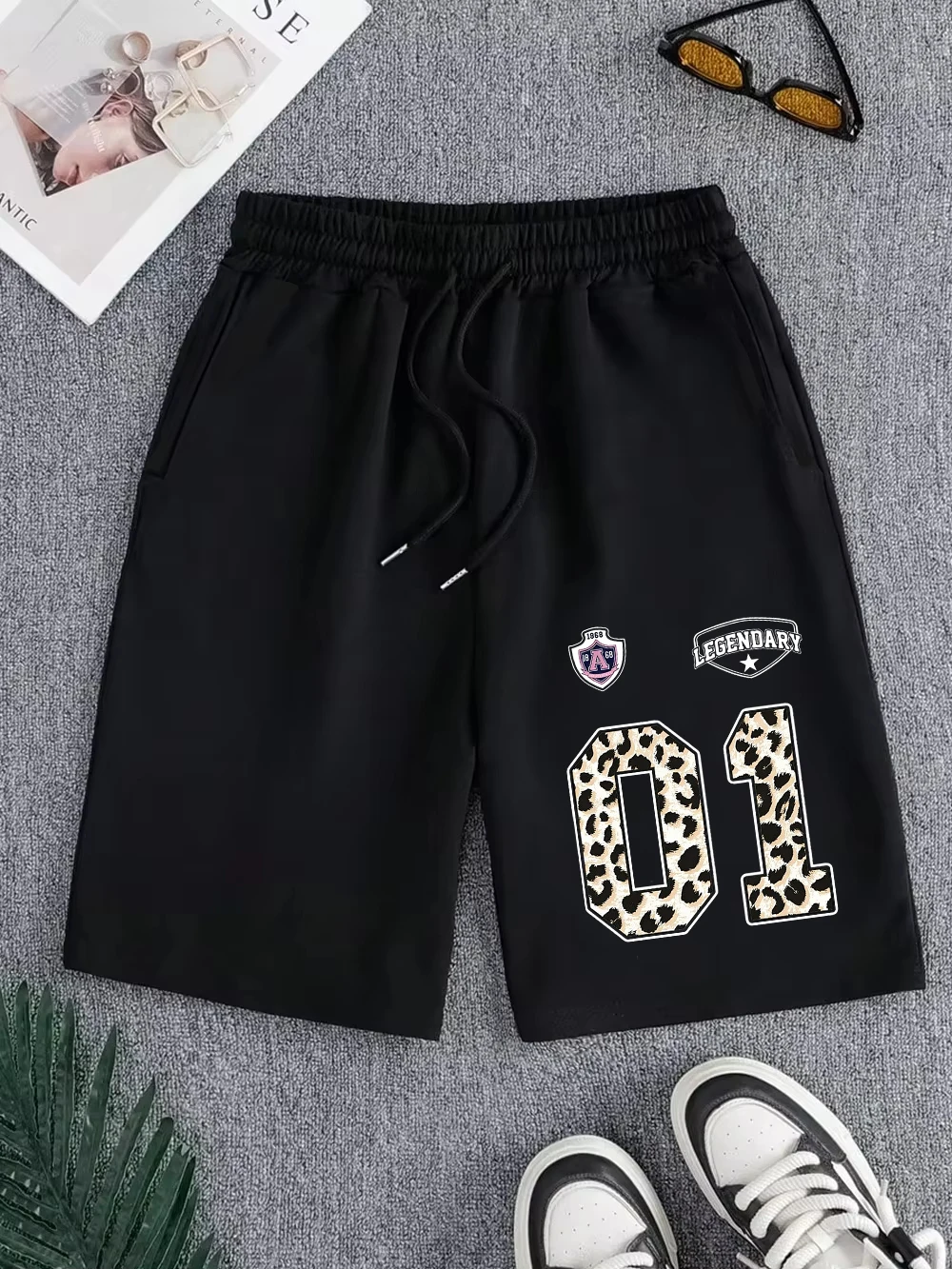 

Legendary 1868 01 Printing Pants Mens Sporty Pocket Wide Knee Length Shorts Basics High Waisted Shorts Summer Oversized Clothes