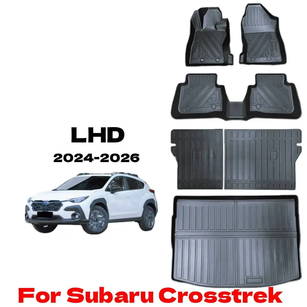 

For Subaru Crosstrek 2024 2025 2026 TPE 3D Car Floor Mats Cargo Liner Trunk Pad All Weather Waterproof Black Left Rudder