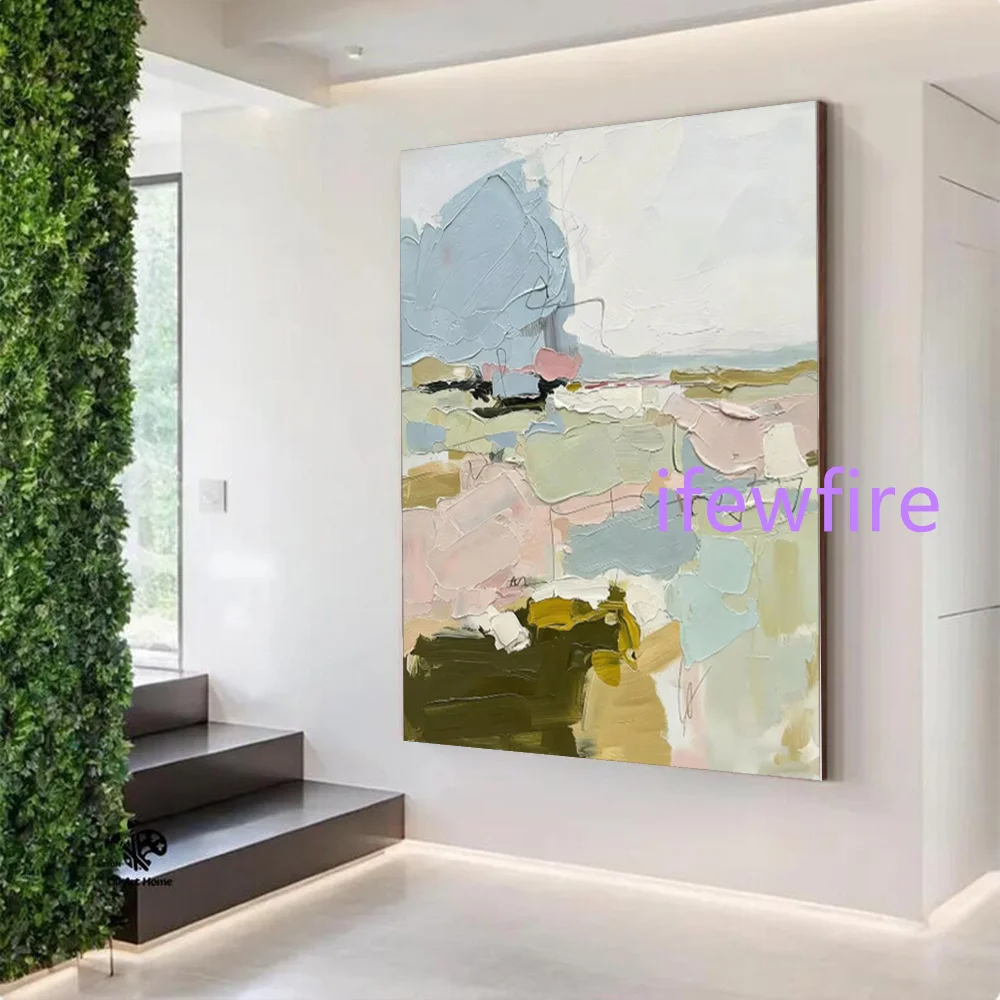 100%Handmade Abstract Oil Painting On Canvas Bright Textures Outline The Scenery Mural Wall Art Picture For Living Room Decor