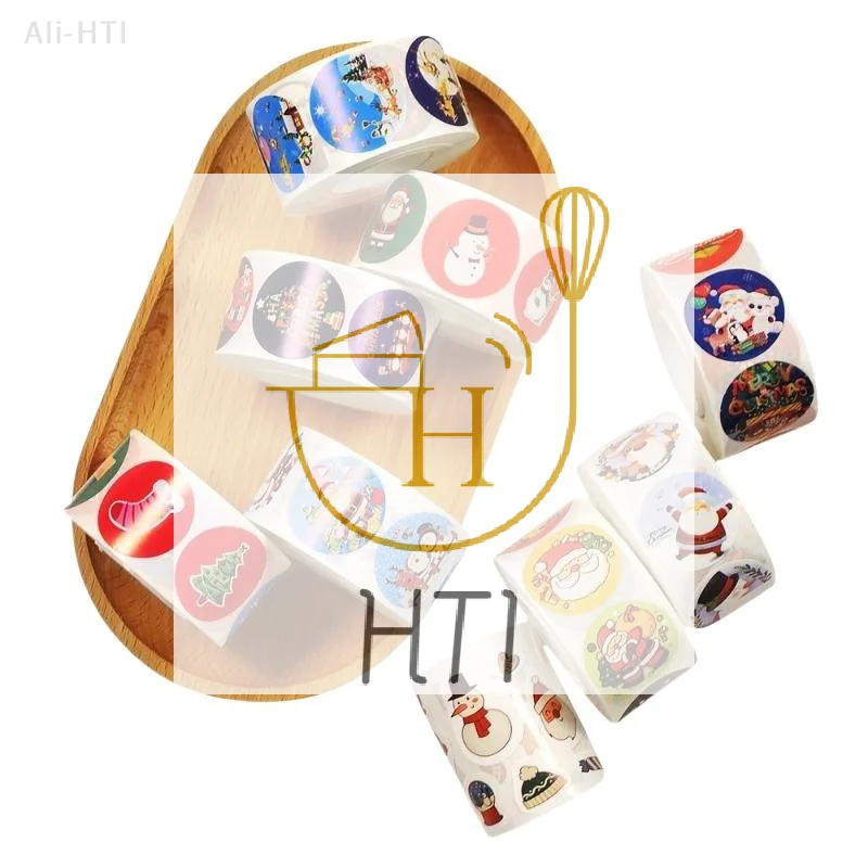 500Pcs Christmas Self-Adhesive Sticker Rolls Reindeer Santa for Gift Wrapping Goodie Bag Decoration