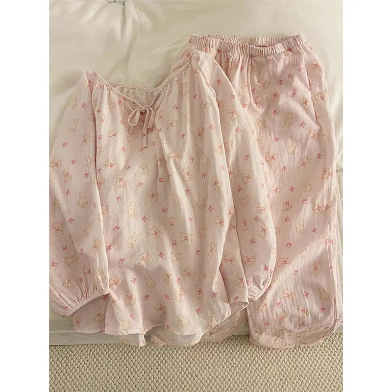 Pjs 세트 여성용 잠옷 세트 프린트 잠옷 여성용 따뜻한 겨울 잠옷 세련된 홈웨어 잠옷 귀엽고 부드러운 잠옷 세트