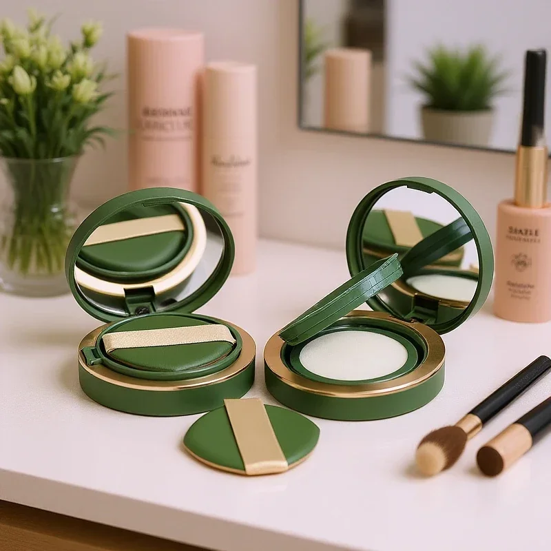 Empty Air Cushion Puff Box With Keychain Powder Sponge Mirror Portable Cosmetic Makeup Case Container For Bb Cream Foundation