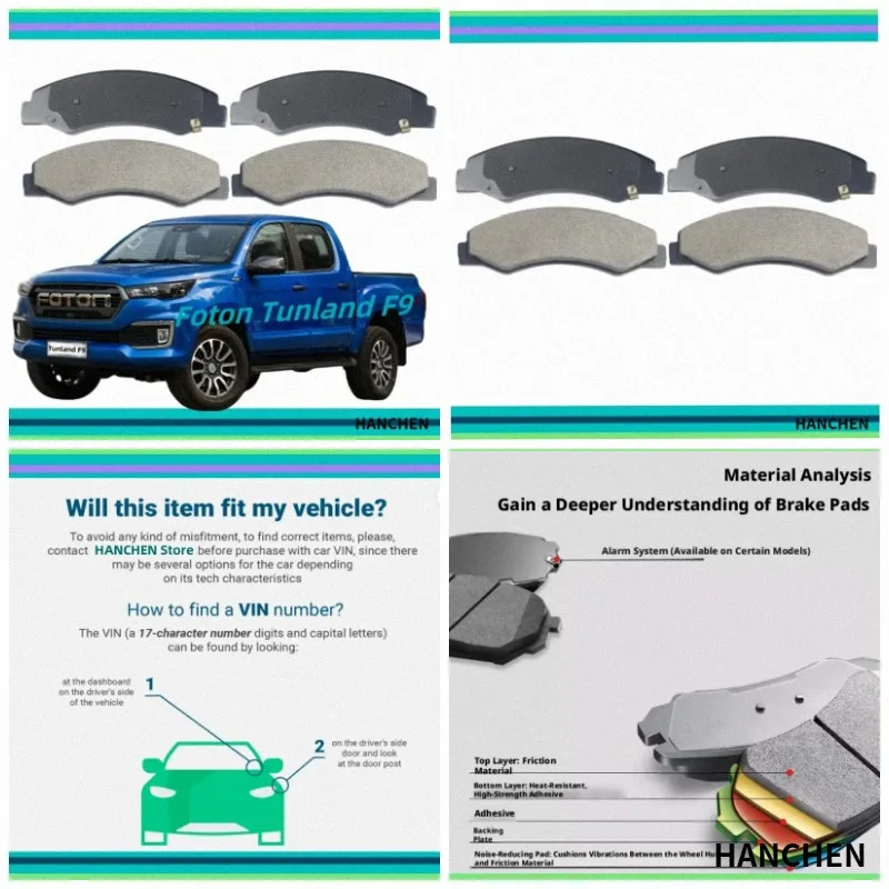 For Foton Tunland F9 Pickup Front Brake Pads/2022-2025/Auto Parts K-27007