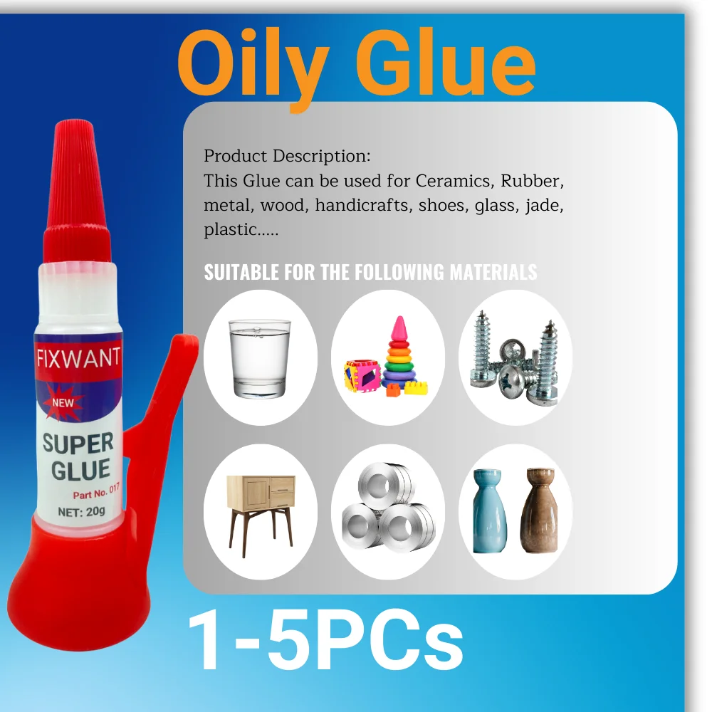 FIXWANT Multi-Purpose and High-Strength Super Glue - Universal Pure Oily CA Cyanoacrylate Adhesive