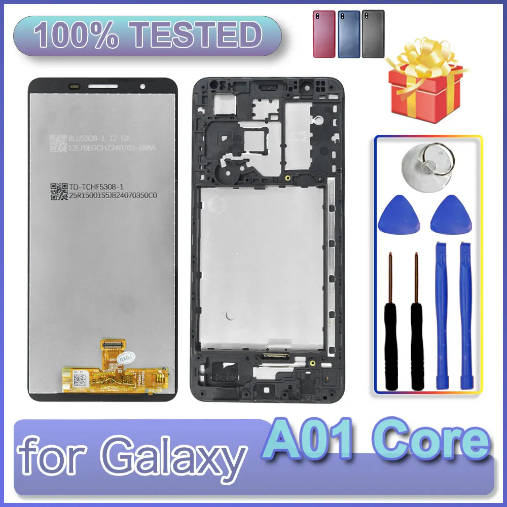 Pantalla LCD de 5.3 Pulgadas para Samsung Galaxy A01 Core, Pantalla Táctil Digitalizadora con Marco para Samsung Galaxy A01 Core