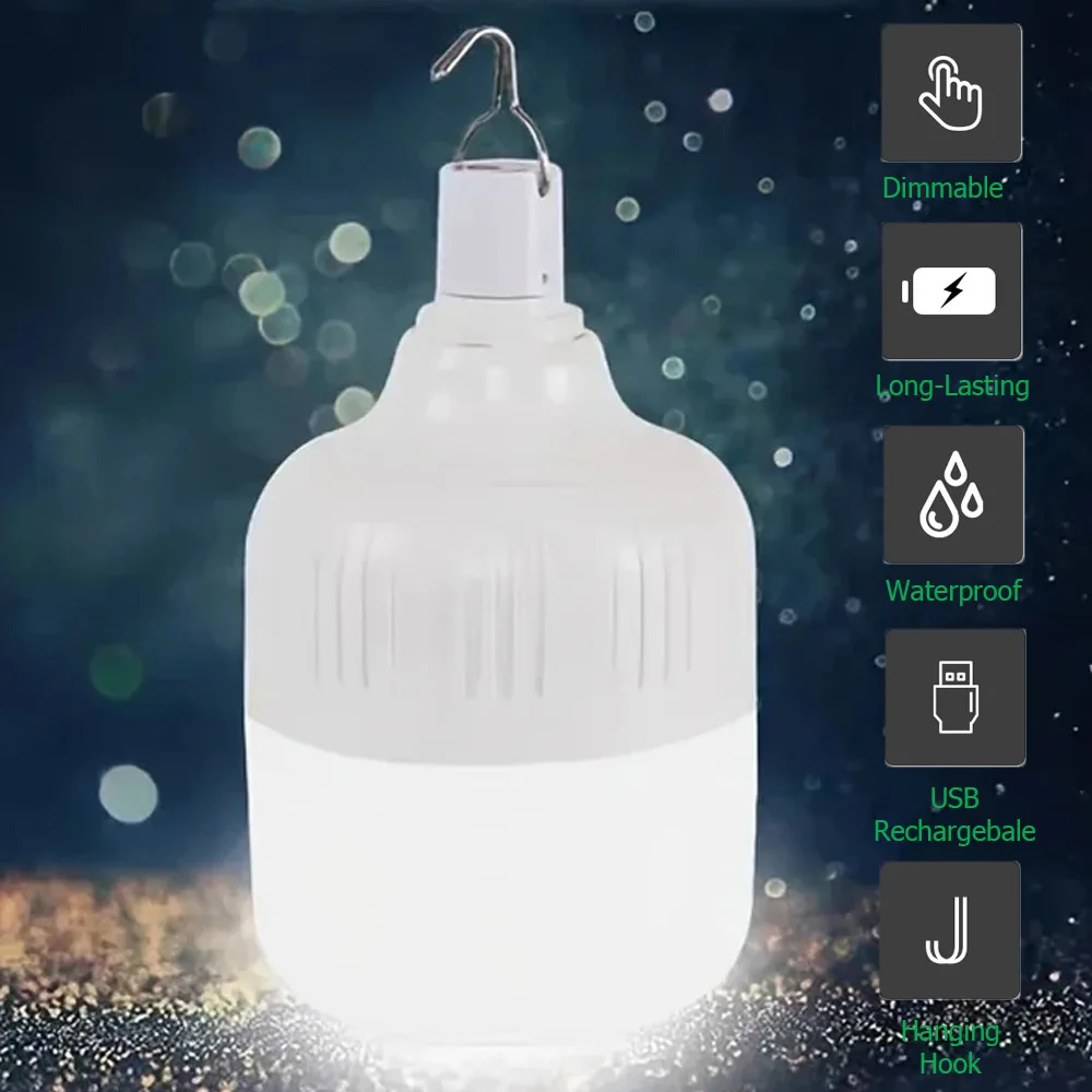 LED Camping Light 20W 40W 80W Portable Strong High-power Dimmable Lighting Work Lights White USB 360 Angle LED Rechargeable Lamp