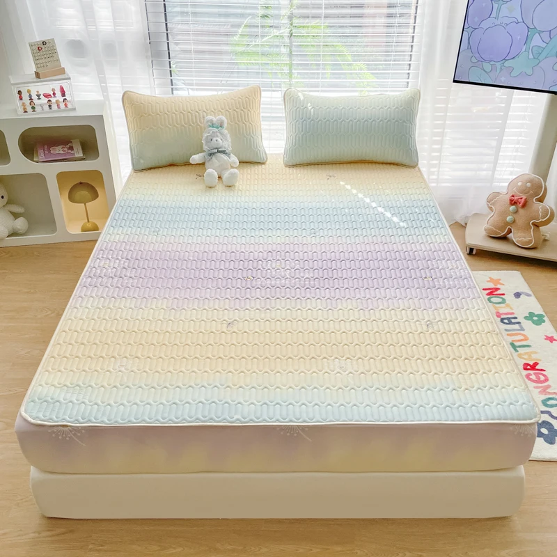 

Bonenjoy Mattress Cover Pillowcase Quilted Fitted Sheet Summer Bed Cover Cool Feeling Top Bed Mat Kit 침대커버 Latex Bedsheet