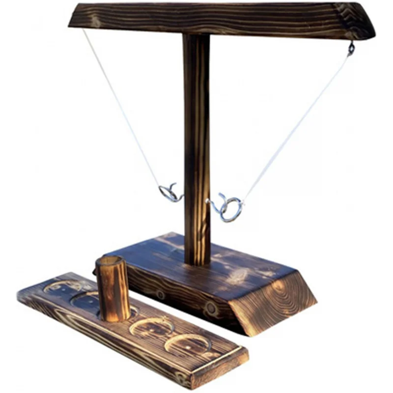 

Kids and Adults Ring Toss Game Set Fast Paced Wooden Board Game for Home Parties Drinking Games and Outdoor Fun