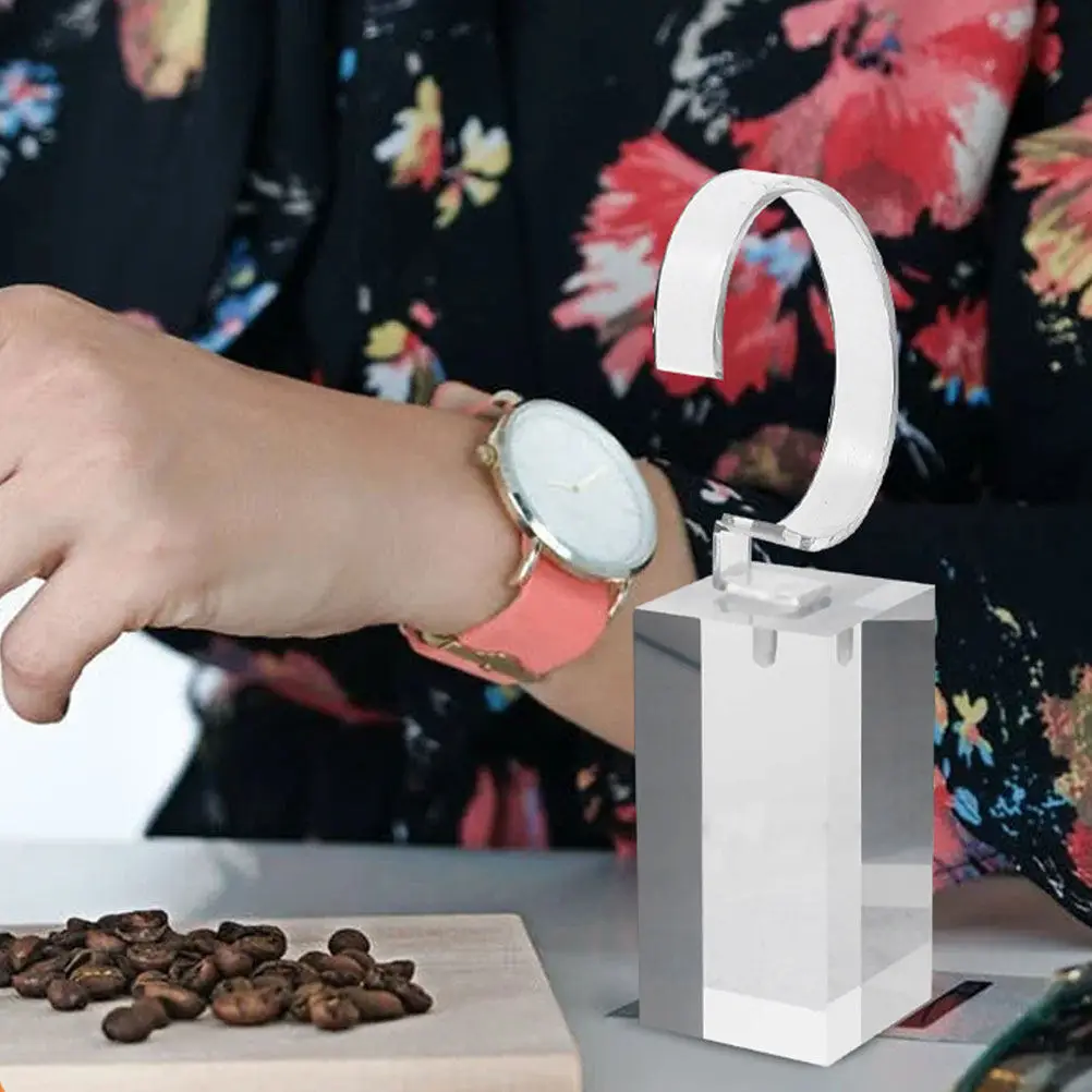 

Прозрачная акриловая подставка для часов, органайзер для наручных часов, устойчивая к царапинам поверхность, для дома, офиса, магазина, настольный держатель для браслетов, пластиковый.