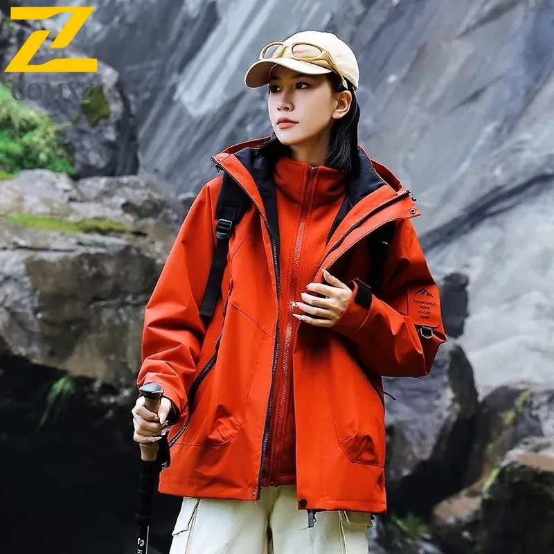 سترة رجالي مميزة من COMXZ 2025 سترات بغطاء للرأس لتسلق الجبال مقاومة للرياح ودافئة للدراجات النارية نمط يومي ملابس خارجية جديدة للخريف #4