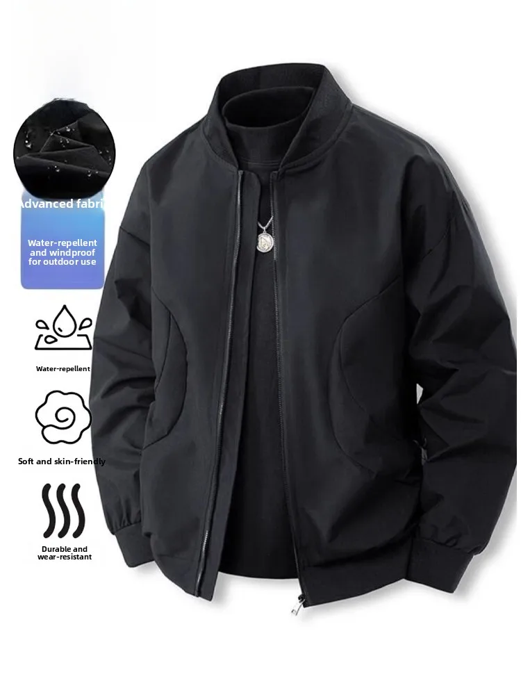 

Мужская бейсбольная куртка Yu Zhaolin: повседневная, с воротником-стойкой, в стиле летной куртки, рабочая одежда, из полиэфирного волокна, с длинными рукавами, на молнии