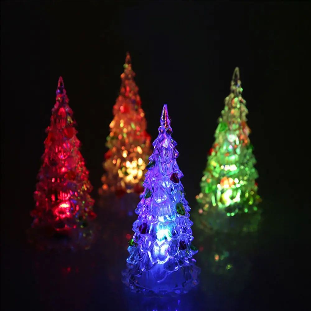 Gift Home Table Party Decor Charm Merry LED Color Changing Mini Christmas Xmas Tree LED Electronic Toys Glitter Christmas Tree