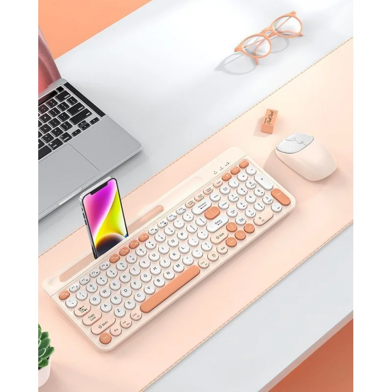 Per set tastiera e mouse Bluetooth wireless ricaricabili, laptop silenzioso, computer desktop, CC compatibile con Apple e Android