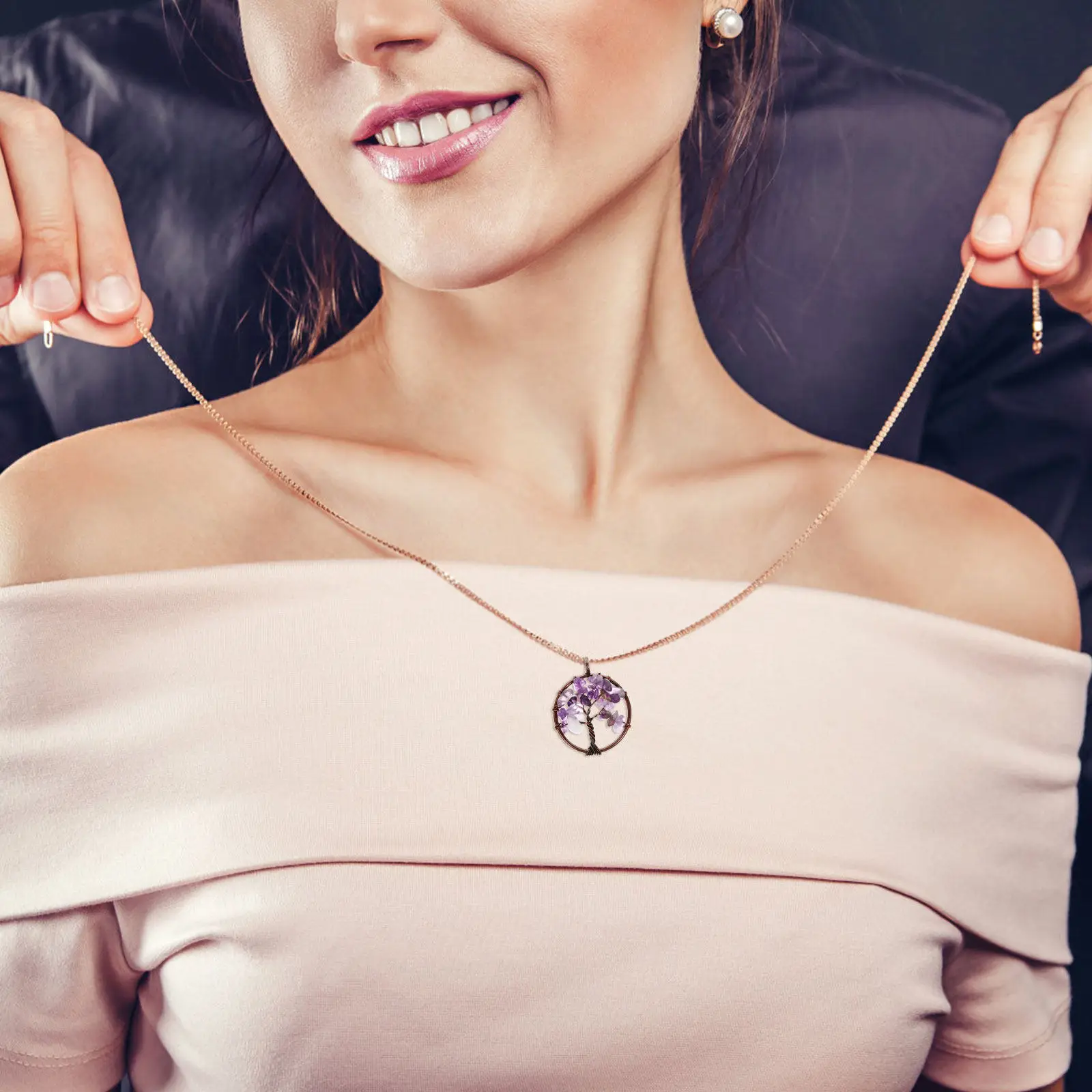 

8 шт. подвесок-талисманов «Древо жизни» с кристаллами и драгоценными камнями для изготовления ожерелий, аксессуары для рукоделия, энергетический подарок