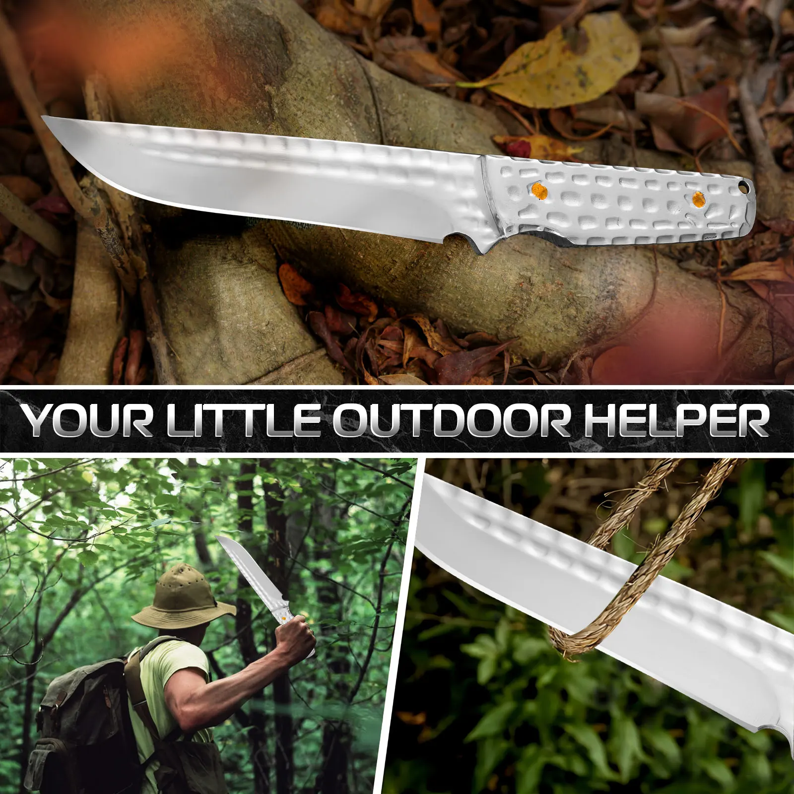 1pc Outdoor High Hardness Cutting Knife, Military Tactical Knife, Self-Defense, Suitable for Survival Knives, Machetes