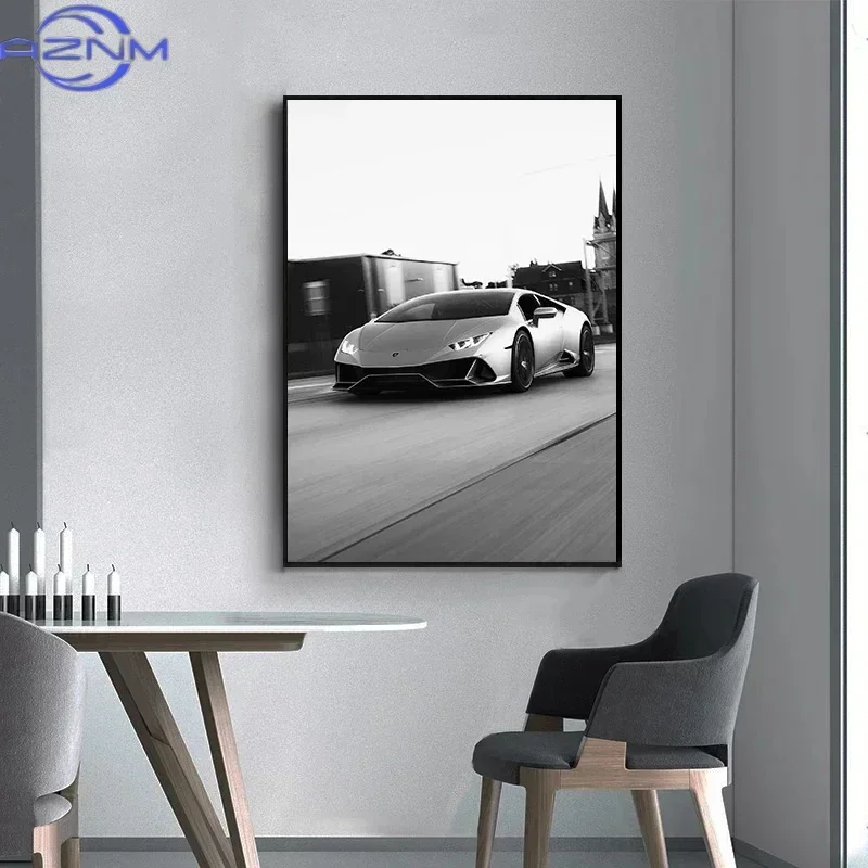 Modern Fashion Wall Art Simple Black and White Luxury Car HD Canvas Poster Prints Home Bedroom Living Room Decoration Mural - view 3