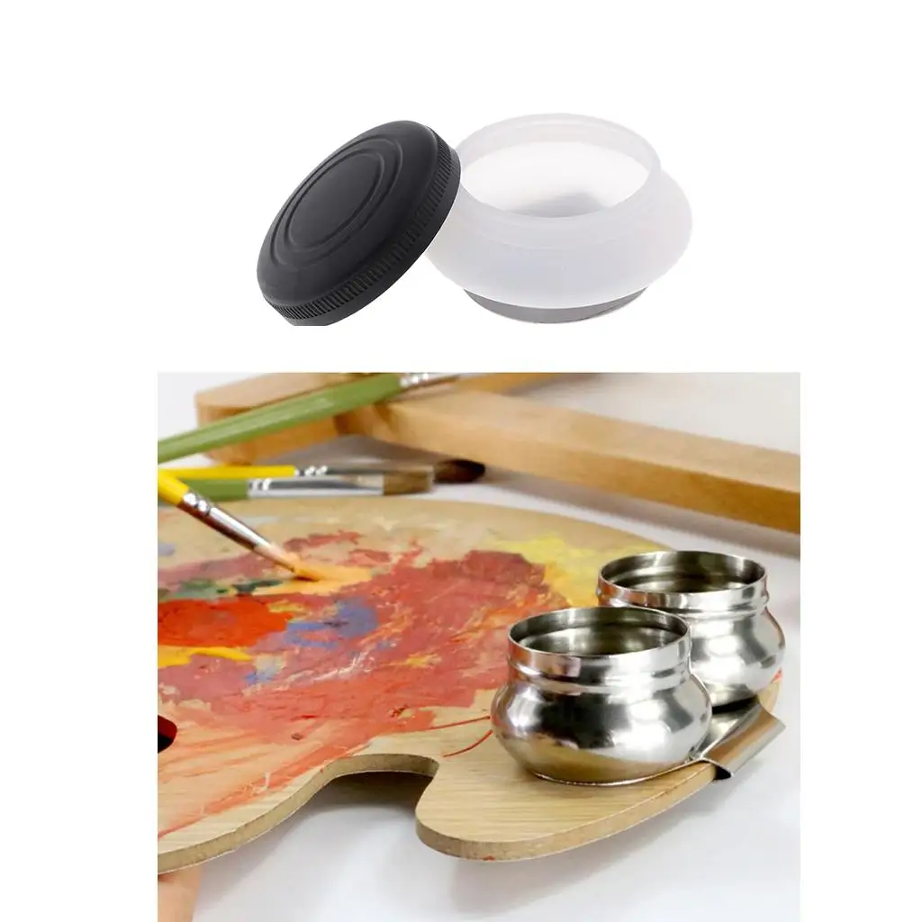 2Artists Round Single Dipper Clip Container for Oil Mediums with Lid