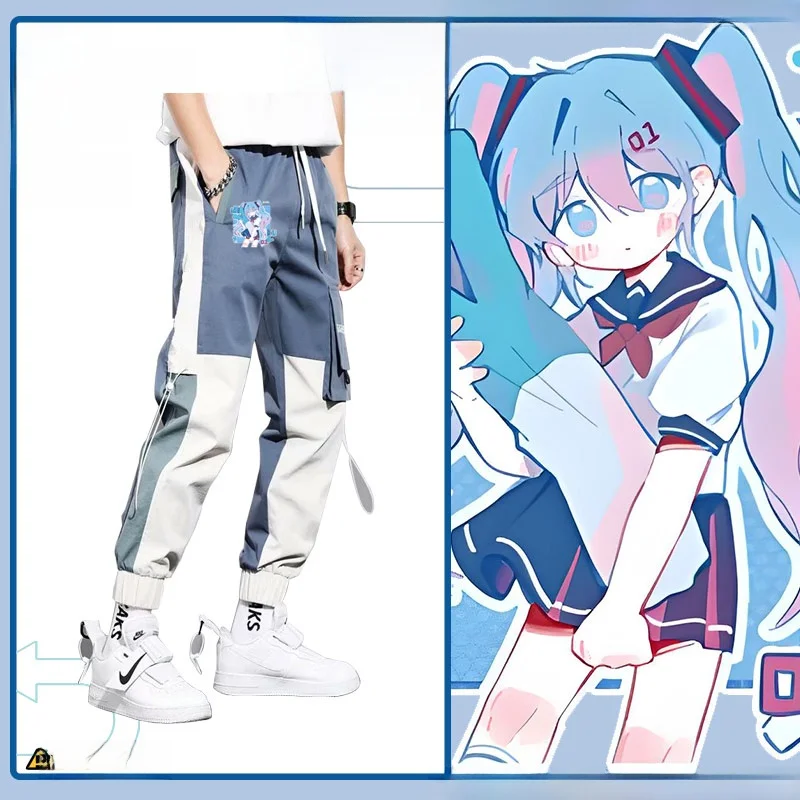 

Couple's Cartoon Cosplay Work Pants Loose Fit Long Cotton Youthful Sle Men's Women's Casual Trousers Anime Merchandise