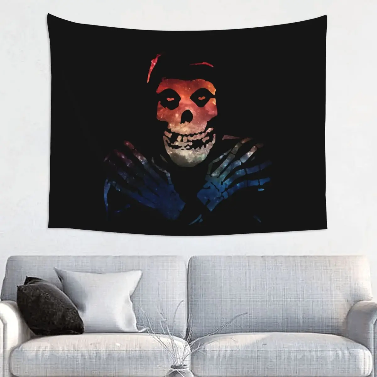 Custom Rock Punk Band Misfits Skull Face Tapestry Home Decor Hippie Wall Hanging Heavy Metal Tapestries for Living Room