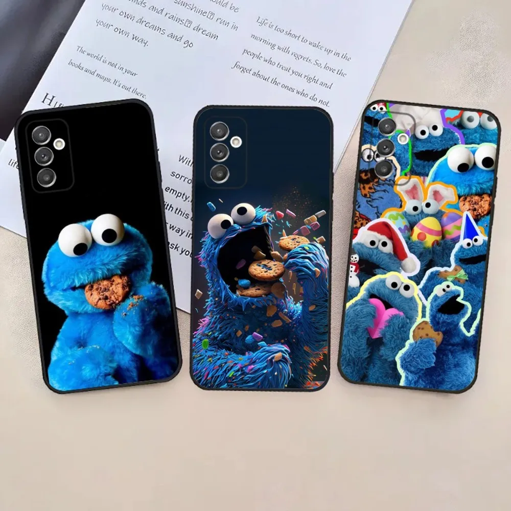 Funny Cookie M-Monster Phone Case For Samsung S24,23,22,30,21,10,9,Ultra,Plus,Lite,FE,5G Black Soft Case