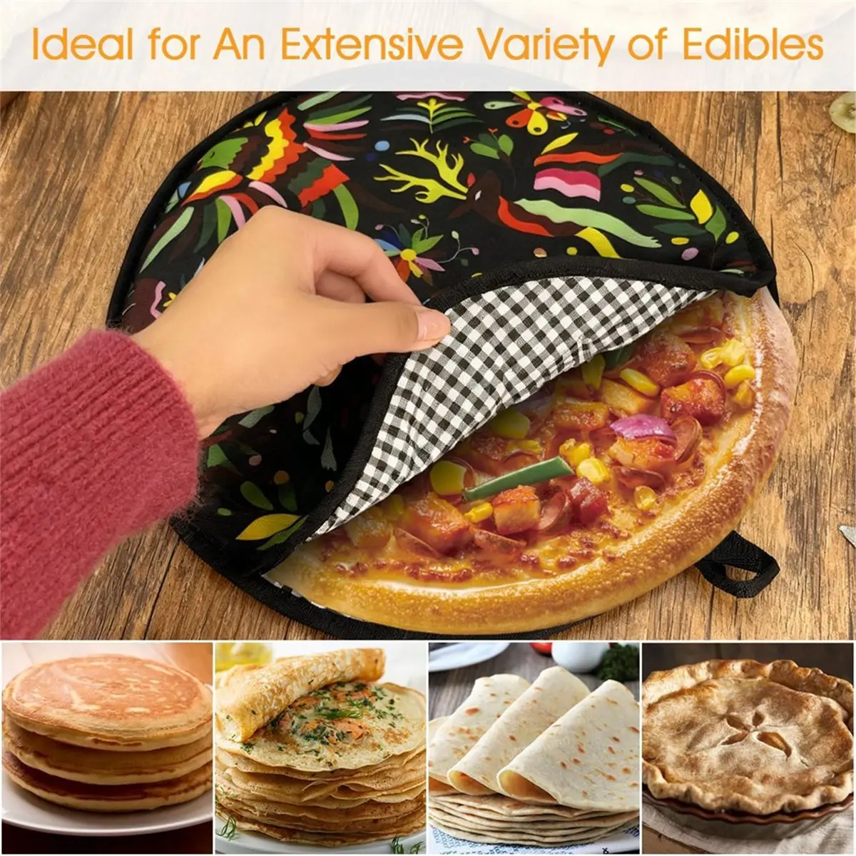 

Набор из 2-х больших (12 дюймов) термочехлов для тортильи, изолированные, для микроволновой печи, сохраняют теплые тако, пиццу и тортильи