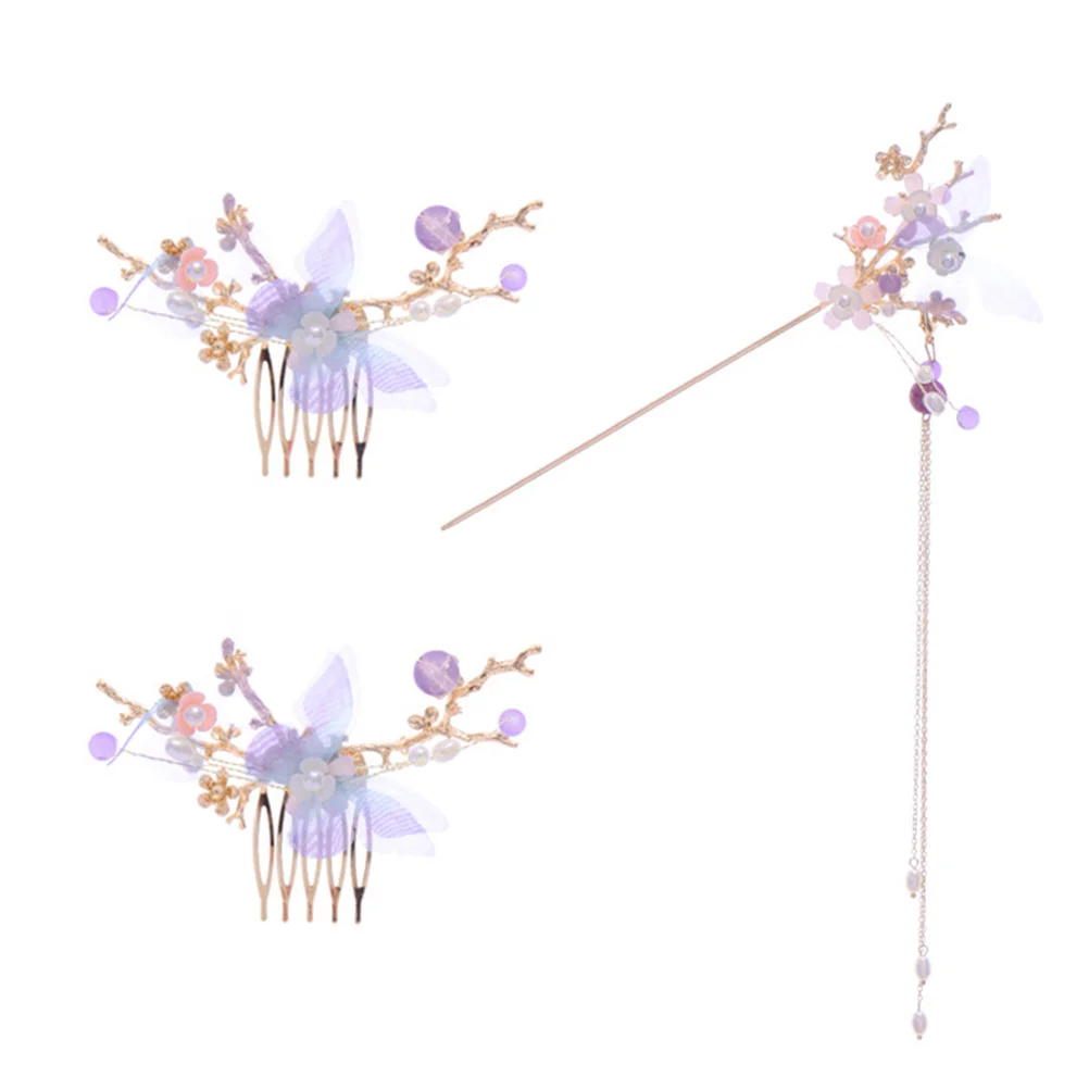 

1 Set Wedding Hair Comb Headdress Hair Accessories Retro Style Hairpins Vintage Bridal Comb Long Tassel Hairpins For Evening