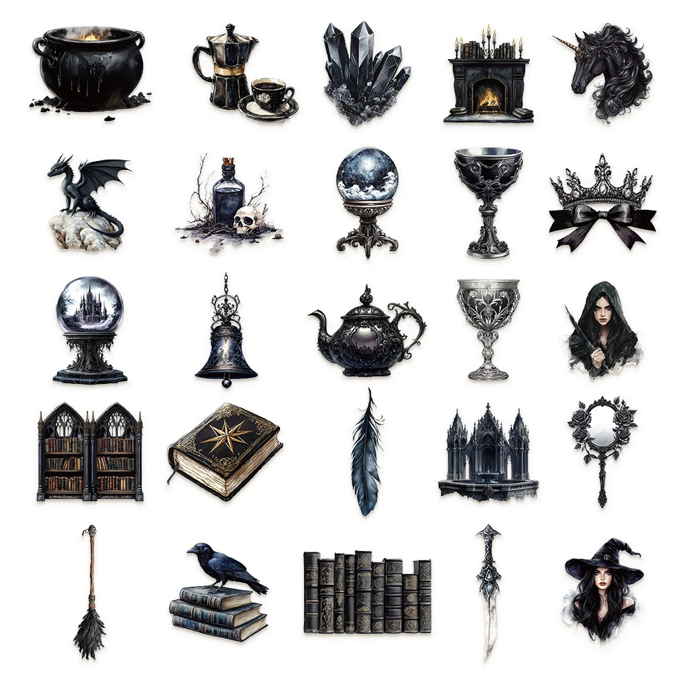 10/30/50pcs Cool Dark Magic แม่มดสติกเกอร์ VINTAGE Witchy Graffiti Decals DIY แล็ปท็อปกระเป๋าโทรศัพท์ไวนิลสติกเกอร์