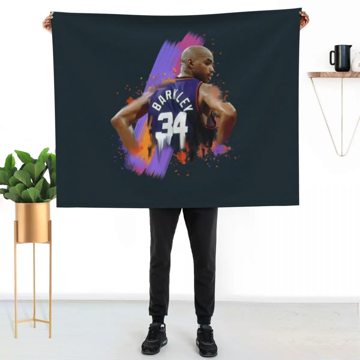 

Charles Barkley basketball Thirty four back side Throw Blanket Plush Fuzzy Cozy Blanket for Couch Sofa