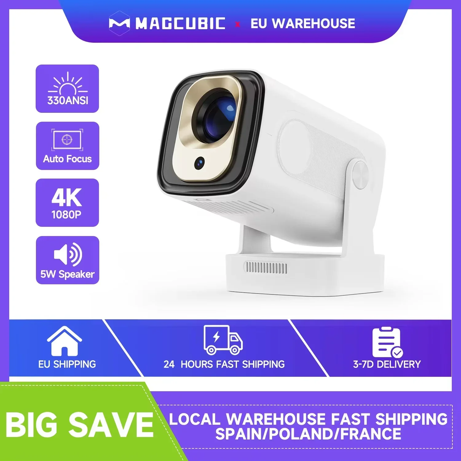 Magcubic HY310 Android 11 Projector 4K Native 1080P Auto Focus Native 330ANSI Dual Wifi BT5.4 Air Mouse Voice Home Outdoor Movie
