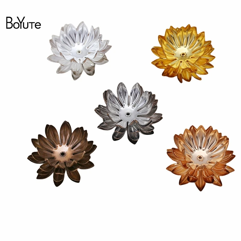 

BoYuTe (20 Pieces/Lot) 30MM Metal Brass Four-Layer Chrysanthemum Flower Materials Handmade Diy Jewelry Findings Components