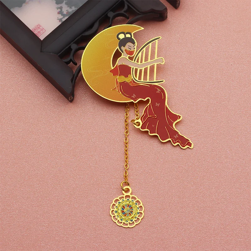 Classical Chinese Musical Instrument Shape Bookmark With Tassel Cultural Creative Gift Student Reading Mark Book Accessories