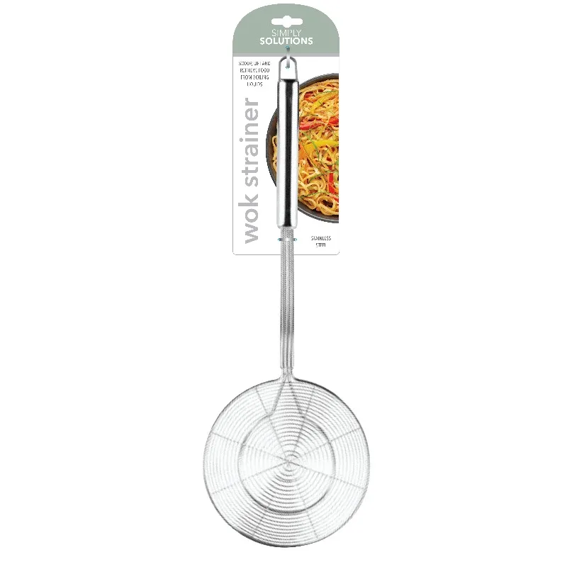 Colador: Ideal para fideos, dumplings, tempura o verduras salteadas, lo que lo convierte en un utensilio de cocina multifuncional.