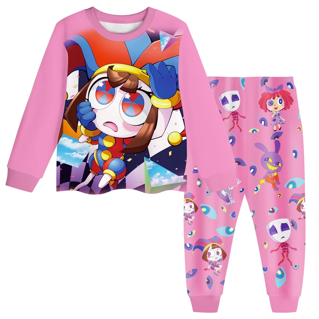 Hot 2024 The Amazing Digital Circus European and American Children's Pajamas, Girls' Long-sleeved Home Clothes Set