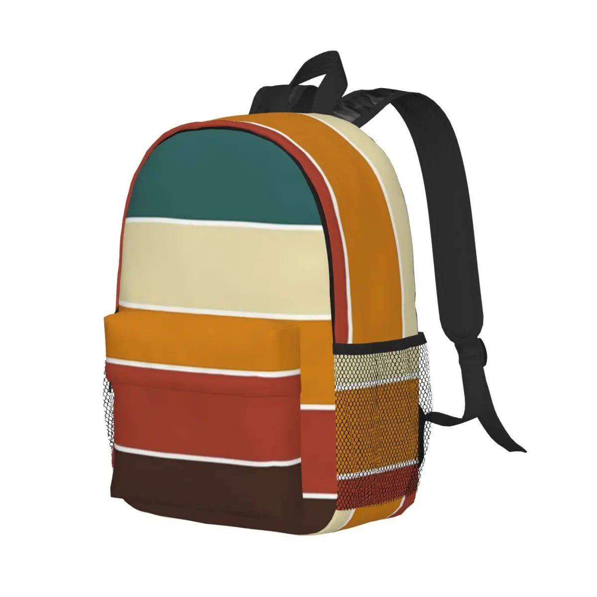 Iconic 70s Nordic Vintage Retro Stripes In Fall Colors Backpack Boys Girls BookBag Men Women School Bag Computer Shoulder Bags