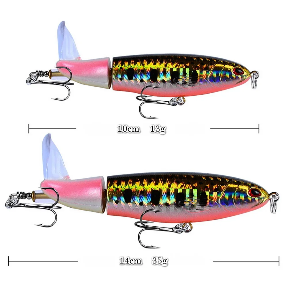 1 pz 10cm 14cm Topwater Spinner Fishing Lure Popper matita artificiale Hard Bait elica rotante coda attrezzatura da pesca Swimbait