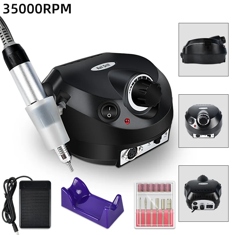 35000RPM Electric Nail Drill Professional Manicure Machine Nail Sander Set Nail Drill Bit Portable Nail Salon Polisher Equipment