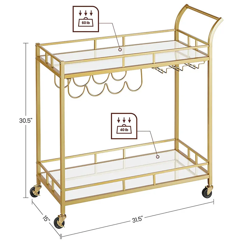 

Wholesale Kitchen Cart Rack Drinks Serving Trolley Bar Cart For Hotel Restaurant Wedding Party Rack