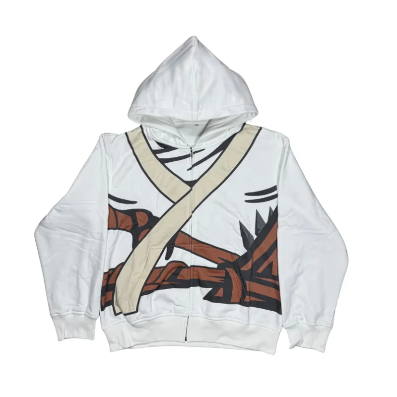 Ninja Cartoon Grafische Y2K Zip Hoodie Jas Heren Dames Loose Fit Streetwear Sweatshirt met capuchon Casual Hip Hop Fashion Sweatshirts