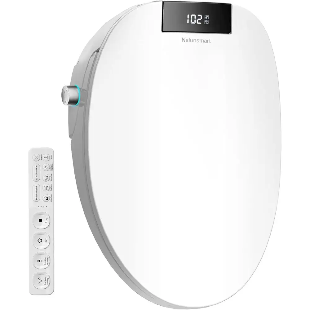 

Oval Seat Bidet with Dryer, Warm Water, Heated Seat, Adjustable Temperature, Oscillation Cleaning, Remote Control