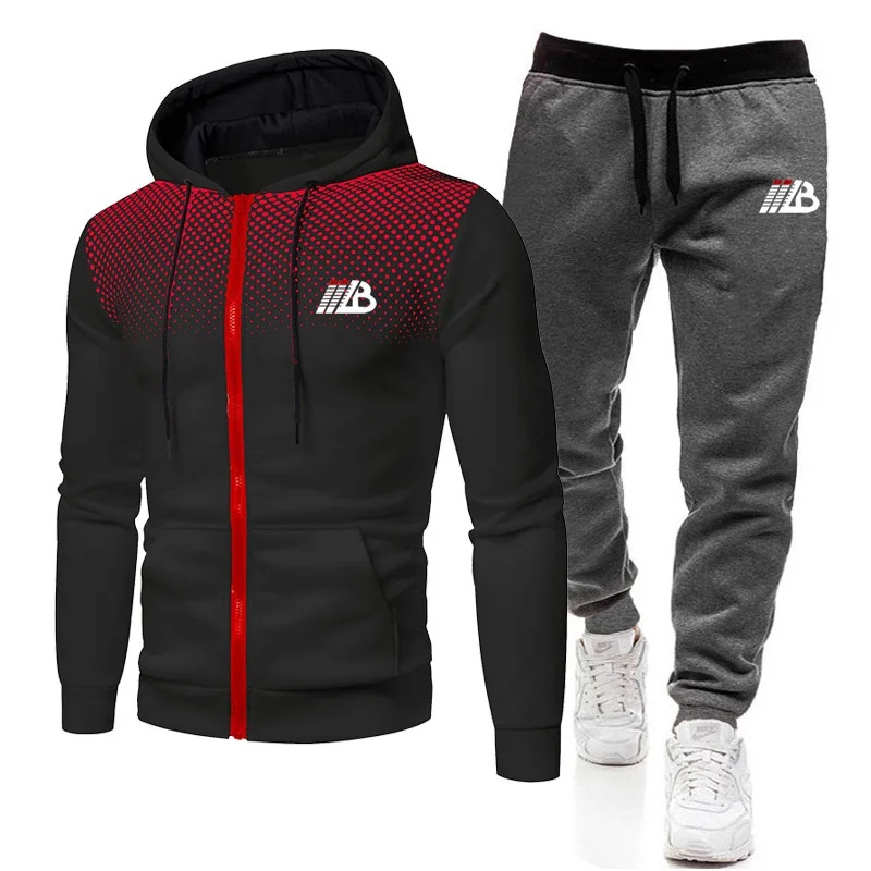 2024 Fashion New Jogger Zipper Hoodie Tracksuit Men Clothing Two-piece Sets Mens Jogging Fitness Sportswear Men\'s Running Suits