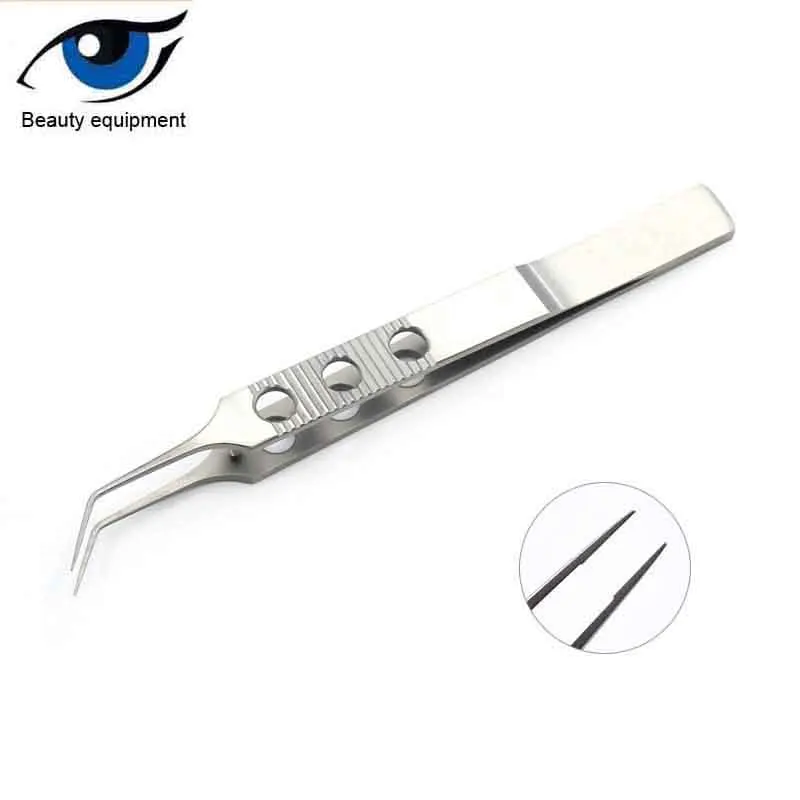 11CM Micros Stainless steel dovetailed straight/curved head tweezers platforms tweezers Ophthalmic forceps