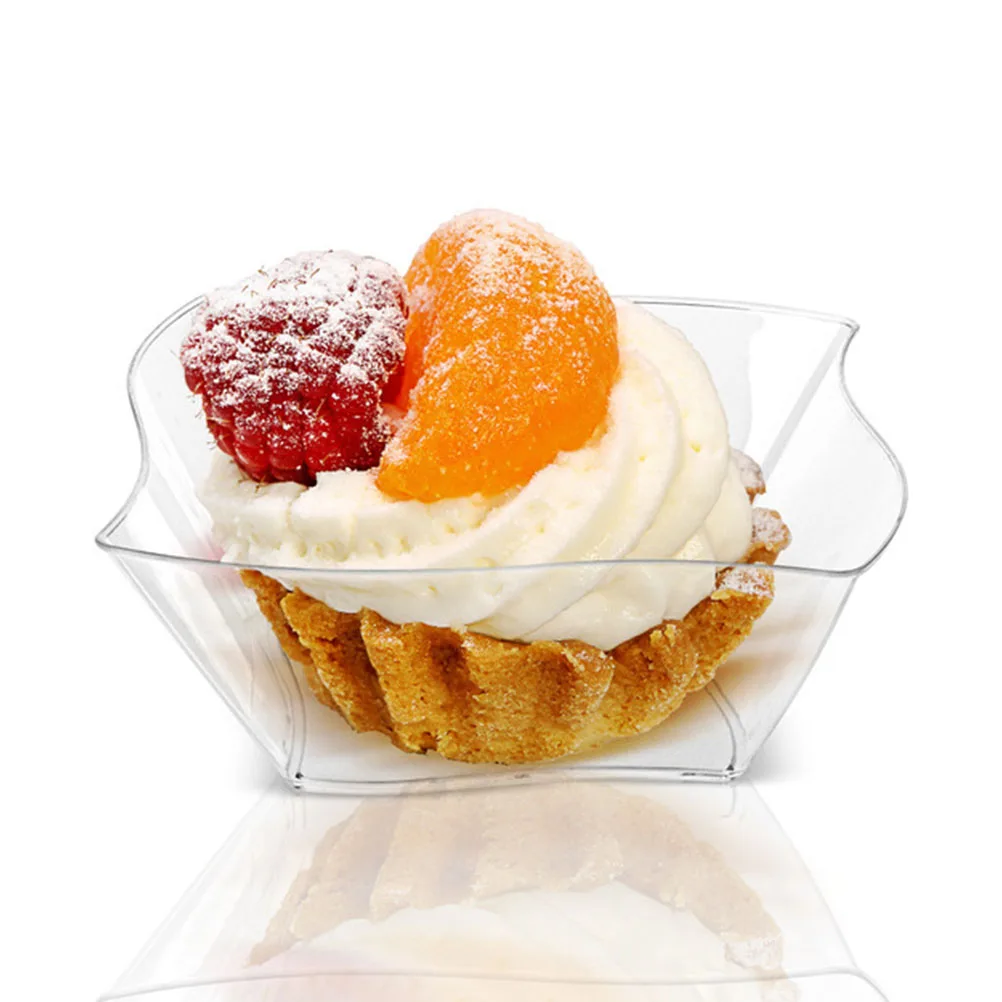 

48pcs Plastic Dessert Cups 148ML Disposable Yogurt Holders Transparent Material Cake Plates Party Supplies Stable Bottom