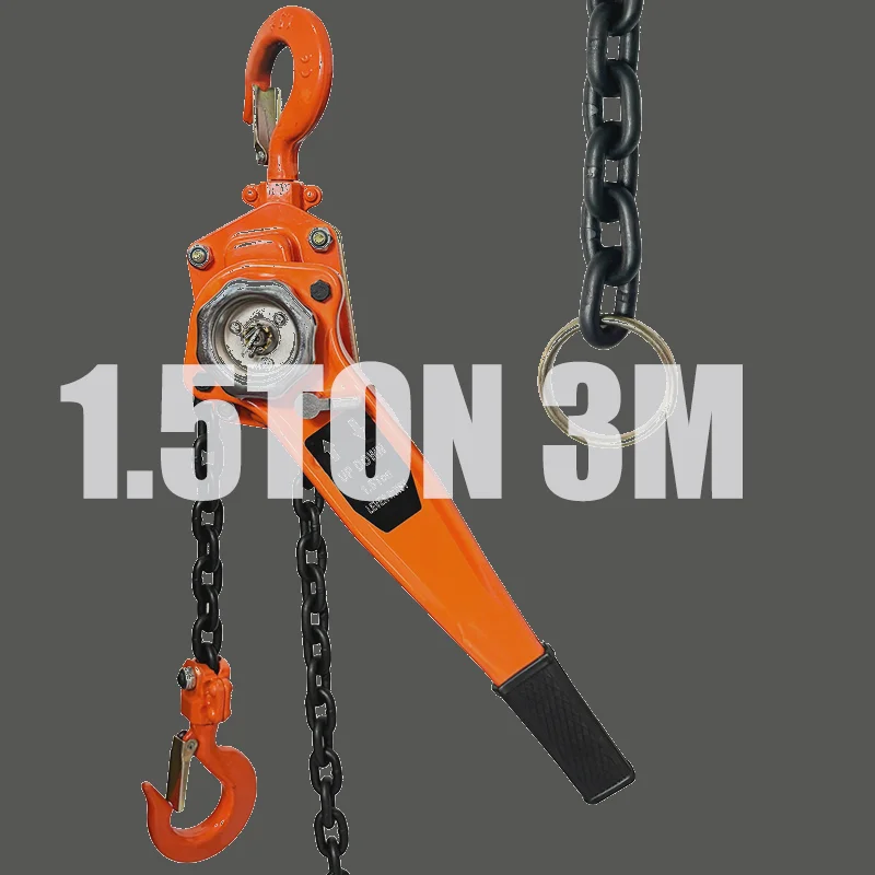 1.5 Ton Manual Lever Chain Hoist - 3m Lift Heavy Duty Industrial Hoist with Forged Lever & Overload Protection