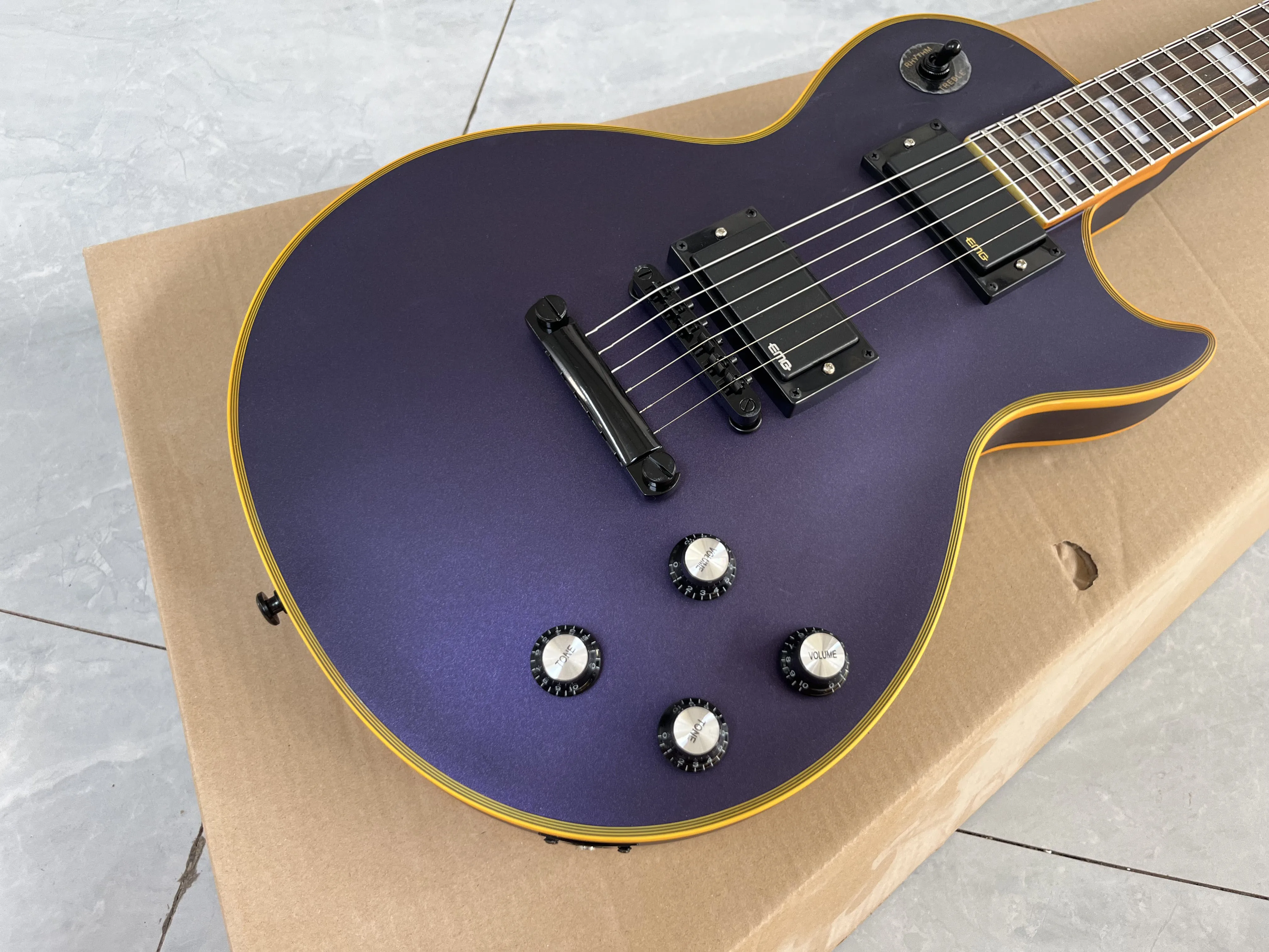 Chinese Electric Guitar Matte Metal Purple Color EMG Active pickups Mahogany Body And Neck