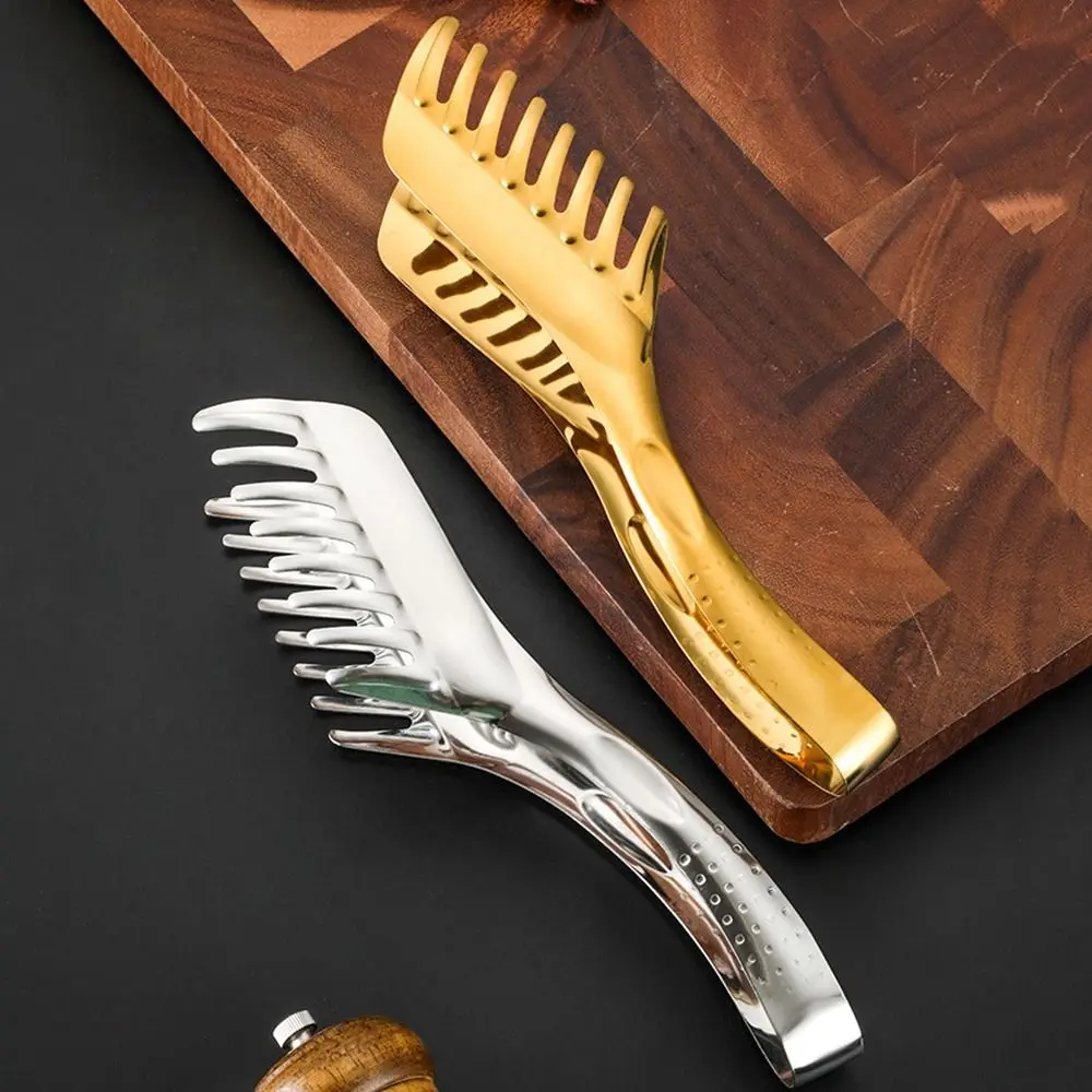 2 szt. Szczypce kuchenne do spaghetti w kształcie grzebienia Uchwyt antypoślizgowy Zagęszczony klips do makaronu ze stali nierdzewnej Wygodny wygodny uchwyt