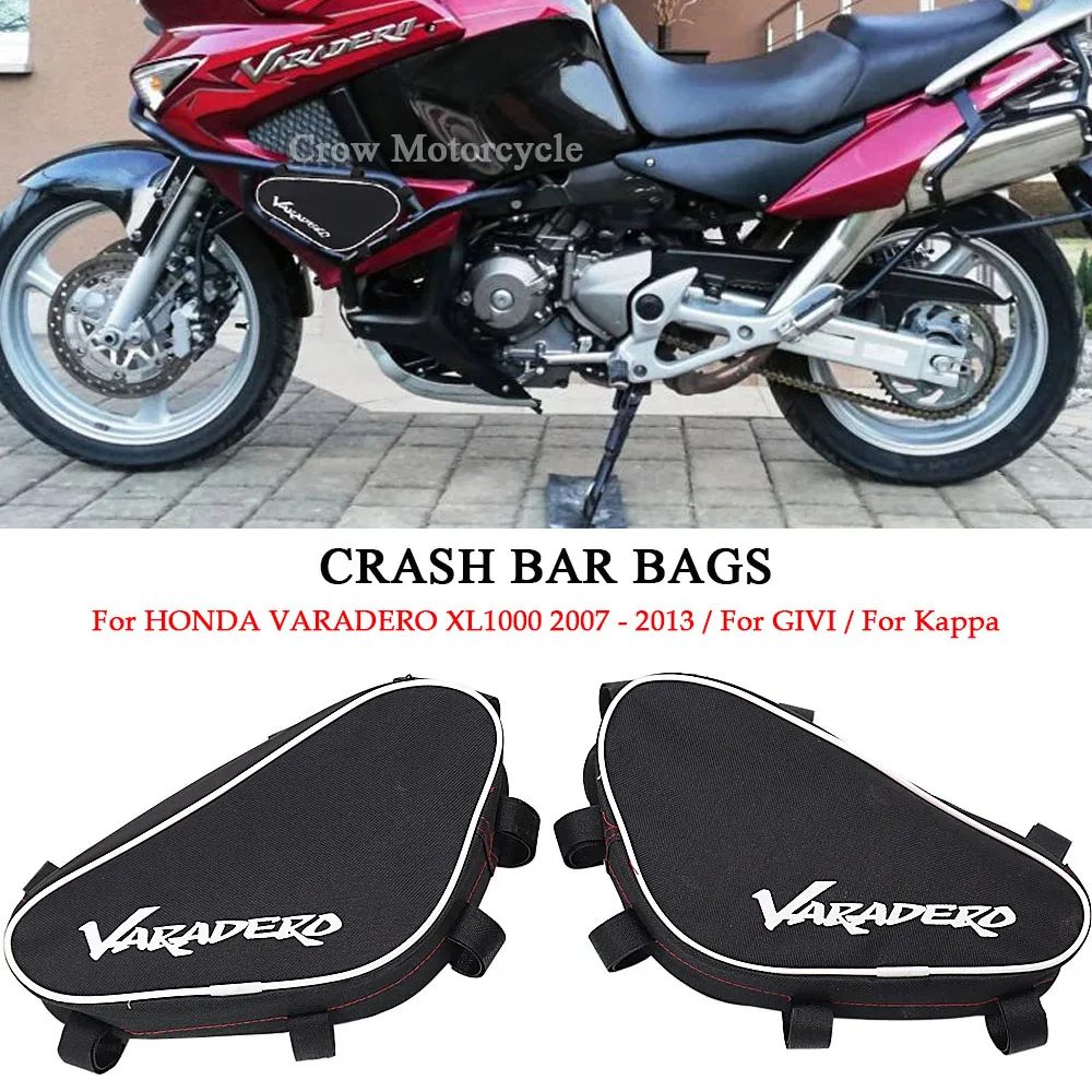 Motorcycle Accessories Black CRASH BAR BAGS Waterproof Saddlebags Repair Tool Storage Bag For HONDA VARADERO XL1000 2007 - 2013